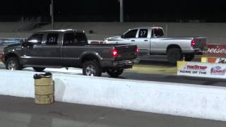 2007 F350 Diesel vs 2008 Ram 3500 Diesel 14 Mile [upl. by Doowyah394]