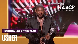 Usher Accepts The Entertainer Of The Year Award  NAACP Image Awards 24 [upl. by Nilsoj32]