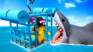 Shark Cage Dive Ends in DISASTER  Gang Beasts Funny Moments [upl. by Ithsav]