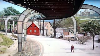 1902  The flying train in Germany New version in color 60fps Remastered wsound design [upl. by Paz]