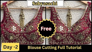 Sabyasachi Style Belt Blouse with Deep neck Pattern CuttingBlouse cutting and stitching [upl. by Giff]