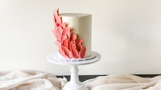 Coral amp Gold Feather Cake Perfect for a Modern Wedding [upl. by Eradis]