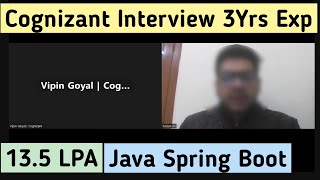 Cognizant 3 Years Interview Experience  Java Spring Boot [upl. by Dougall]