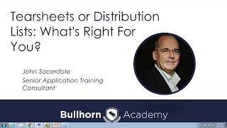 Training Webinar Tearsheets or Distribution Lists Whats Right for You [upl. by Ymassej]