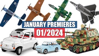 📅 JANUARY premieres from COBI  012024  Planes tanks cars cobi bricks [upl. by Aerahs]