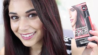 Asymmetrical Red Streaks Hair Tutorial w Garnier Color Styler [upl. by Lucchesi374]