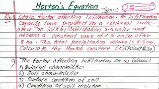 Hortons Equation  Types1  BE Civil  Prashant YT  Hydrology  Hortons constant  PU 2019Qn3a [upl. by Camel]