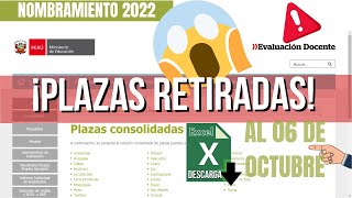 ✅🟢PLAZAS RETIRADAS MODIFICADAS Y NUEVAS PLAZAS DOCENTE EN NOMBRAMIENTO 2022 ¡CUIDADO😱 [upl. by Ohnuj]