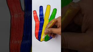 Drawing amp Glitter colouring Hand together  Rainbow Hand Glitter color  drawing coloring glitter [upl. by Cherice]