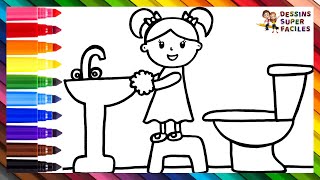 Dessiner Et Colorier Une Fille Qui Se Lave Les Mains 👧🧼💦🚰🚽🌈 Dessins Pour Enfants [upl. by Brufsky374]