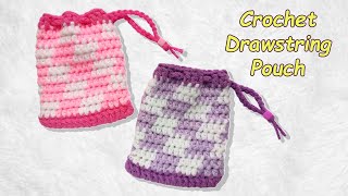 Crochet Checkered Drawstring Pouch Bag [upl. by Aneem]