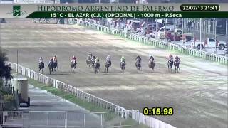 22072013  Palermo  Pr El Azar CI Opcional  1000 m  Relator Pablo Sanromá [upl. by Tdnerb691]