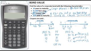 Find Bond Value  annual vs semiannual coupons [upl. by Esiuqcaj]