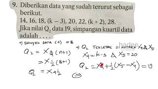 Diberikan data yang sudah terurut sebagai berikutjika nilai q2 data 19simpangan kuartil data [upl. by Yasmar]