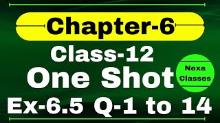 One Shot Ex 65 Class12  Chapter 6  Class 12 One Shot Ex 65 Math  Ex 65 Class 12 in One Shot [upl. by Os]