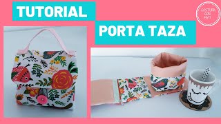 DIY  PORTA TAZA DE TELA  BOLSO PARA TAZA [upl. by Aleinad811]