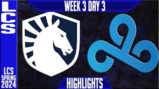 TL vs C9 Highlights  LCS Spring 2024 Week 3 Day 3  Team Liquid vs Clolud9 [upl. by Animas]