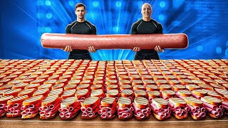 WIE VIELE SANDWICHES KANN MAN AUS DER GRÖßTEN WURST DER WELT MACHEN [upl. by Akcirederf]