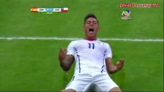 Mundial Brasil 2014 Chile 20 España Tv Peruana Gol de Eduardo Vargas [upl. by Htiekal]