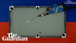 Absolutely incredible Europes David Alcaide hits remarkable pool shot in Mosconi Cup [upl. by Noyerb653]