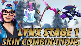 quotLYNXquot STAGE 1 SKIN BEST BACKBLING  SKIN COMBOS Season 7 Fortnite Battle Royale 2018 [upl. by Attiuqal]