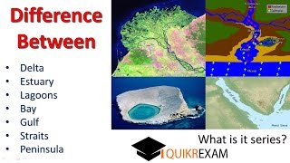 What is the difference between delta estuary lagoon bay gulf Straits peninsula [upl. by Eseerehs]