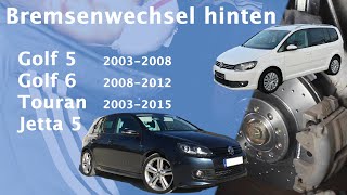 VW Bremsen wechseln hinten TUTORIAL  alles erklärt alle Werkzeuge – Golf 5 Golf 6 TouranJetta [upl. by Yengac214]