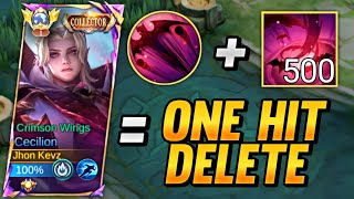 CECILION ONE HIT BEST BUILD AND EMBLEM FOR SOLO RANKED TOP GLOBAL CECILION [upl. by Ahsineg]