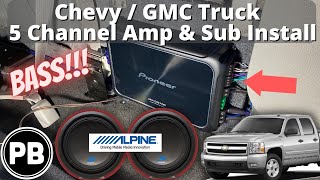 2007  2014 GMC  Chevy 5 Channel Amp amp Sub Install [upl. by Atilol656]