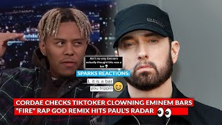 Cordae Checks Tiktoker Criticising Eminem “Michelle Obama” Bars Rap God Remix Gets Paul’s Attention [upl. by Yrem417]