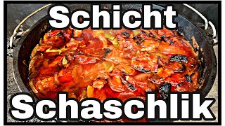 Schicht Schaschlik Topf aus dem Dutch  Silvester Rezept [upl. by Ilrahc]