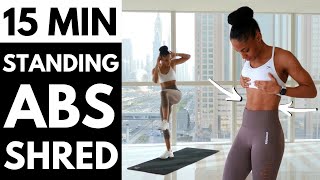 NO JUMPING STANDING ONLY ABS WORKOUT  FLAT STOMACH TOTAL CORE 🔥 [upl. by Imeka]