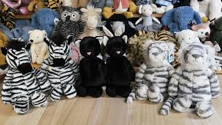 Jellycat Bashful Black Kitten Zebra and Snow Tiger [upl. by Devonna443]