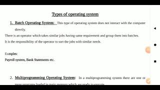 Types of Operating System  Batch Multiprogramming Multitasking Real Time Os Distributed Os [upl. by Anahsed74]