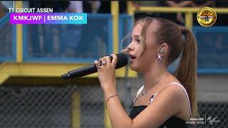 Emma Kok sings national anthem of the Netherlands at MotoGP Assen [upl. by Ayikur556]