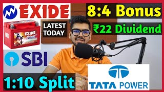 Tata Power • Exide Industries • SBI Bank  10 Stocks Declared High Dividend Bonus amp Split [upl. by Higginson]