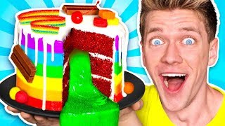 Mystery Wheel of Food Challenge SLIME CAKE Learn How To Make DIY Sour Switch Up Oobleck Food [upl. by Eelarac]