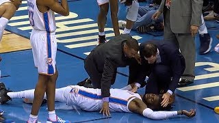 Nerlens Noel INJURY  SCARY FALL  Timberwolves vs Thunder  January 8 2019  201819 NBA Season [upl. by Cointon]