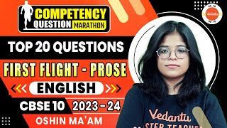 Top 20 Competency Based Questions from First Flight  Prose  Class 10 English  CBSE Boards 2024 [upl. by Elbert]