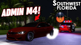 RUNNING FROM COPS IN AN ADMIN M4 AGAIN  ROBLOX  Southwest Florida [upl. by Yankee]