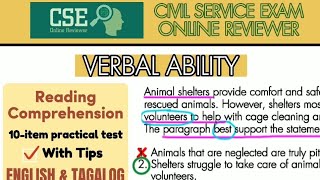 CIVIL SERVICE EXAM  Verbal Ability Reading Comprehension  CSE Online Reviewer [upl. by Adrian903]