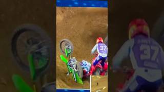 Gnarly Crash Levi Kitchen 😰 Nashville SX supercross [upl. by Idnak]