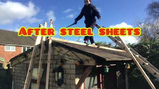 BEFORE amp AFTER How to changeReroofing the Rest House DIYRoofing Steel Sheets [upl. by Esya]