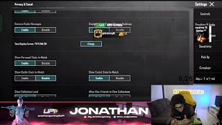 JONATHAN REVELED HIS NEW SENSITIVITY AND SETTING ON LIVE STREAM  JONATHAN GAMING SENSITIVITY CODE [upl. by Skolnik]