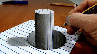 3D Trick Art on Line Paper Stick in the Hole [upl. by Airotnahs]