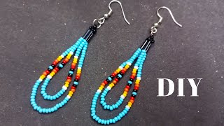 Beaded earringsLoop beaded earrings tutorial with Seed beads [upl. by Scotti]