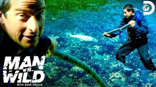 Bear Grylls Goes Spear Fishing and Climbs a Waterfall  Man vs Wild [upl. by Iruyas]