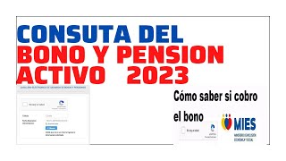 🔴TUTORIAL CONSULTA Bono🔴 2023🔴Pensiones🔴Mies [upl. by Elfie882]