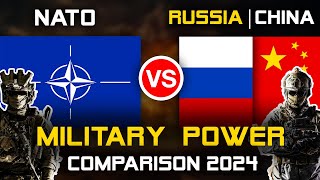 NATO vs Russia and China Military Power Comparison 2024  Russia China vs NATO Military Power 2024 [upl. by Yci]