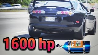 Toyota Supra Single Turbo 1600hp  rolling antilag 2 step Accelerations Highway Pulls etc [upl. by Gabbert]